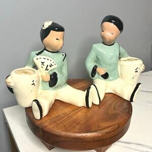 Vintage Ceramic Figural Planters – Boy & Girl Pair, Mid-Century Style